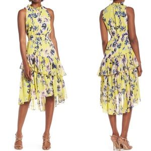 Eliza J Floral Asymmetric Tiered Dress